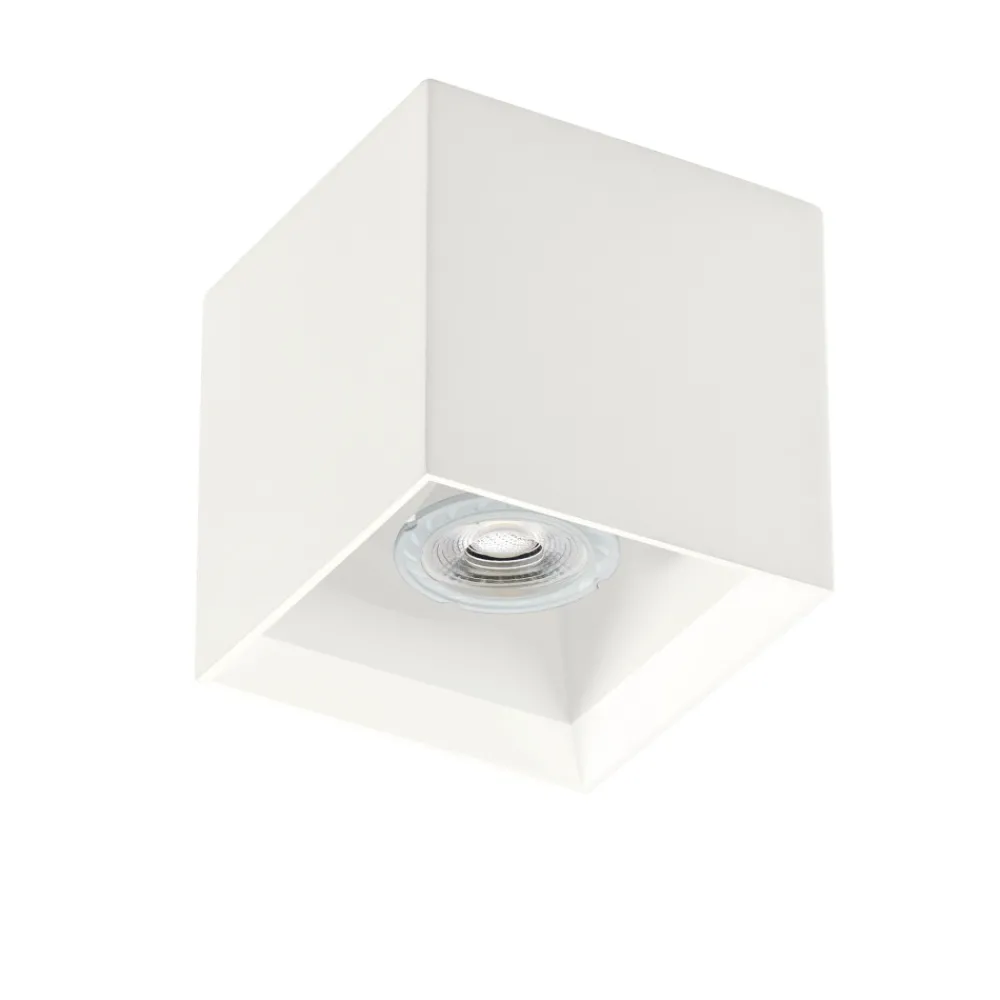 Faretti Da Soffitto-IsyLuce Cubo faretto quadrato da soffitto in gesso bianco