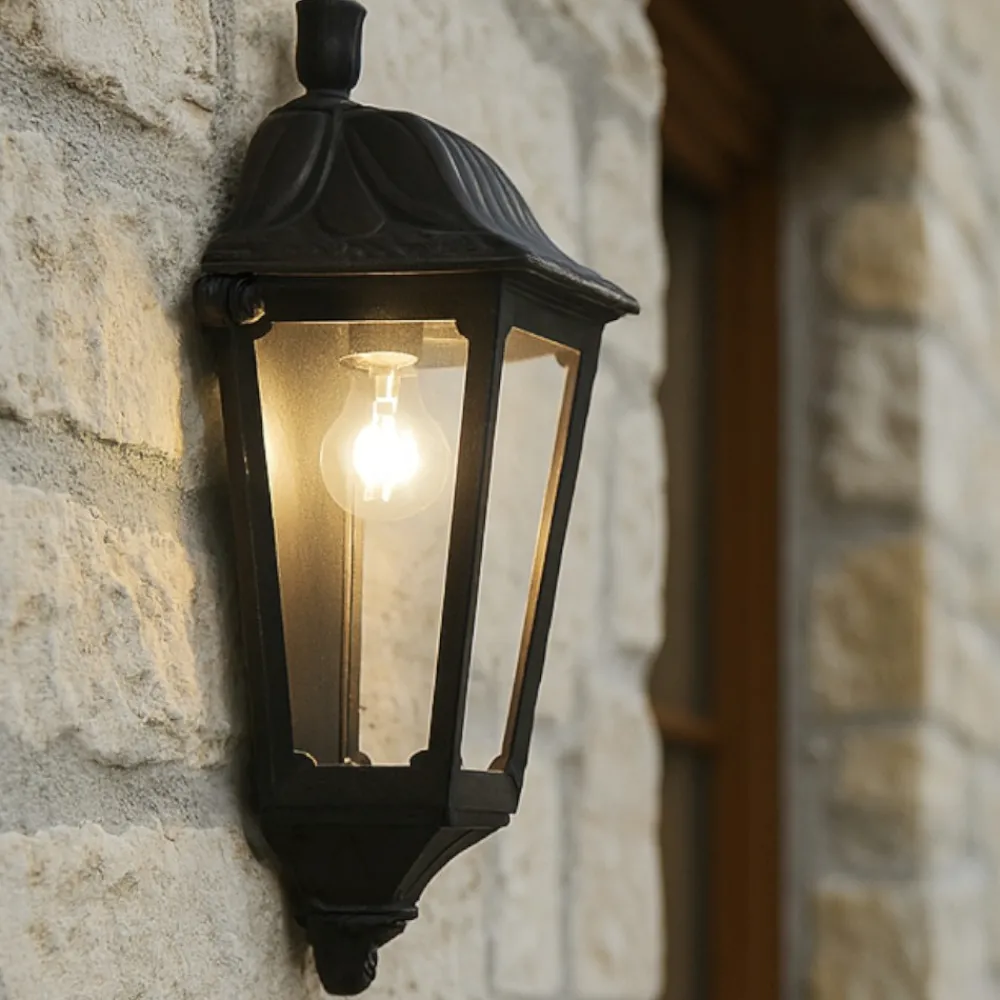 Applique Da Esterno-Ideal Lux Dafne ap1 small applique lanterna classica nera da esterno ip55 e27