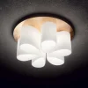 Plafoniere Moderne-Ideal Lux Daisy pl6 plafoniera moderna per salotto foglia oro diffusori vetro