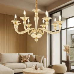 Lampadari Moderni-Ideal Lux Danieli sp8 lampadario di cristallo 8 bracci cristallo ambra
