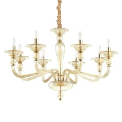 Lampadari Moderni-Ideal Lux Danieli sp8 lampadario di cristallo 8 bracci cristallo ambra