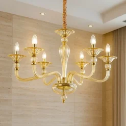 Lampadari Moderni-Ideal Lux Danieli sp6 lampadario di cristallo 6 bracci ambra