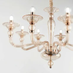 Lampadari Moderni-Ideal Lux Danieli sp6 lampadario di cristallo 6 bracci ambra