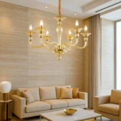 Lampadari Moderni-Ideal Lux Danieli sp6 lampadario di cristallo 6 bracci ambra