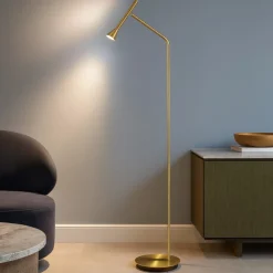 Lampade Da Terra-Ideal Lux Diesis pt lampada da terra moderna ottone led 3000k orientabile