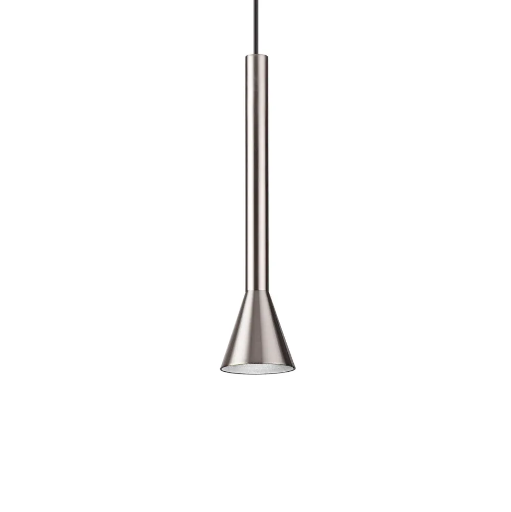 Lampade A Sospensione-Ideal Lux Diesis sp lampada comodino per camera da letto cono grigio nickel led 3000k
