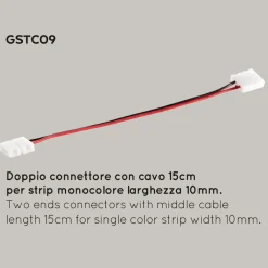 Strisce Led-Gea Luce Doppio connettore con cavo 15cm per strip led monocolore da 10mm 10 pezzi