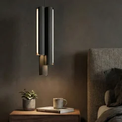 Lampade A Sospensione-Ideal Lux Dorica lampada a sospensione per comodino camera da letto nera led 3000k