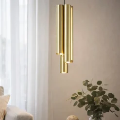 Lampade A Sospensione-Ideal Lux Dorica lampada a sospensione oro ottone led 3000k