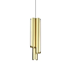 Lampade A Sospensione-Ideal Lux Dorica lampada a sospensione oro ottone led 3000k