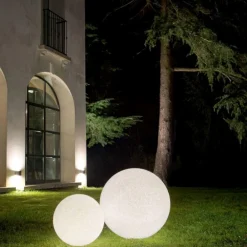 Lampade Da Esterno Giardino-Ideal Lux Doris pt1 d48 lampada sfera per esterno bianca effetto granito