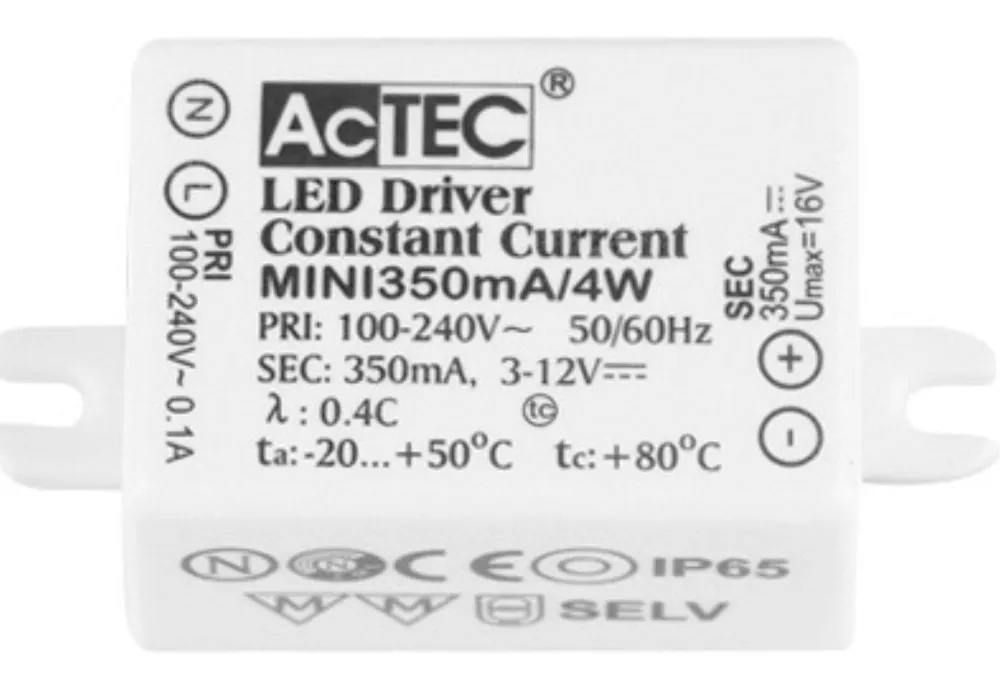 Accessori-Selezionato da Mazzolaluce Driver 4w 350ma non dimmerabile 100-240v ac 50-60hz output: 3-12 vdc