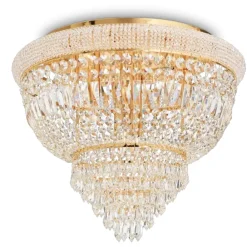Plafoniere Moderne-Ideal Lux Dubai pl6 plafoniera ottone cristalli 52cm