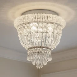 Plafoniere Moderne-Ideal Lux Dubai pl3 plafoniera camera da letto cromo cristalli molati