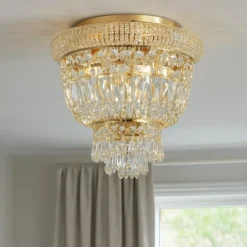 Plafoniere Moderne-Ideal Lux Dubai pl3 plafoniera ottone contemporanea cristalli