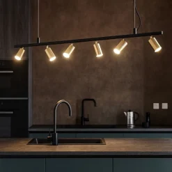 Lampadari Cucina-Ideal Lux Dynamite sp6 lampadario luci orientabili nero oro