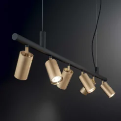 Lampadari Cucina-Ideal Lux Dynamite sp6 lampadario luci orientabili nero oro