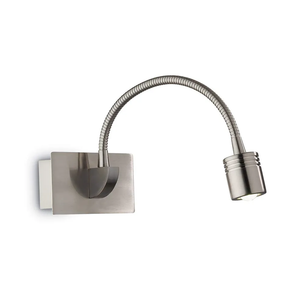 Applique Camera Da Letto-Ideal Lux Dynamo ap applique per comodino camera da letto luce orientabile 3w 4000k nickel