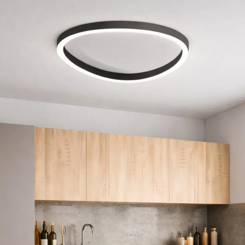Plafoniere Moderne-Gea Luce Ecaris plafoniera nera per cucina led 46w cct