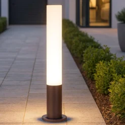 Lampioni Da Giardino-Ideal Lux Edo outdoor pt1 round lampione per esterno giardino tubolare ip44 marrone