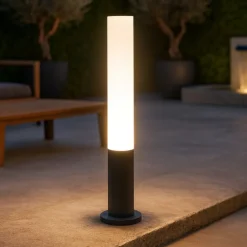 Lampioni Da Giardino-Ideal Lux Edo pt1 outdoor round lampioncino da terra ip44 giardino antracite