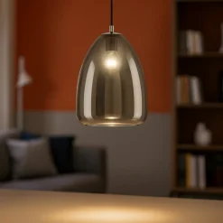 Lampade A Sospensione-Eglo alobrase lampada a sospensione 30cm vetro fume specchiato