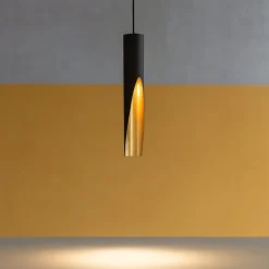 Lampade A Sospensione-Eglo barbotto lampada a sospensione moderna cilindro oro nero per isola