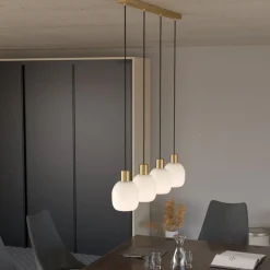 Lampadari Moderni-Eglo batista lampadario moderno binario 4 luci oro da tavolo