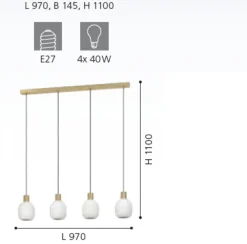 Lampadari Moderni-Eglo batista lampadario moderno binario 4 luci oro da tavolo