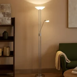 Lampade Da Terra-Eglo baya lampada da terra led 20w 3000k dimmerabile a stelo moderna cromata