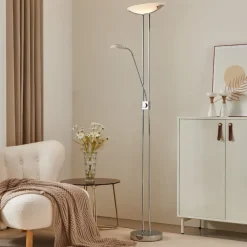Lampade Da Terra-Eglo baya lampada da terra led 20w 3000k dimmerabile a stelo moderna cromata