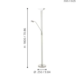 Lampade Da Terra-Eglo baya lampada da terra led 20w 3000k dimmerabile a stelo moderna cromata