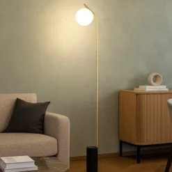 Lampade Da Terra-Eglo betulia lampada da terra moderna oro sfera vetro