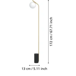 Lampade Da Terra-Eglo betulia lampada da terra moderna oro sfera vetro