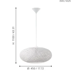 Lampadari Moderni-Eglo campilo lampadario cestino bianco fili intrecciati di carta