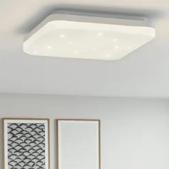 Plafoniere Moderne-Eglo frania plafoniera bianca led 17w 3000k effetto cristalli