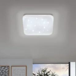 Plafoniere Moderne-Eglo frania plafoniera bianca led 17w 3000k effetto cristalli