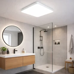 Plafoniere Bagno-Eglo fueva plafoniera da bagno bianca quadrata led 16w da 2700k a 65000k dimmerabile