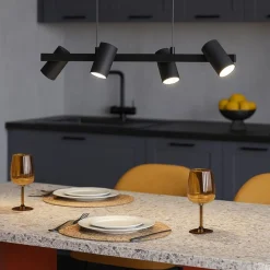 Lampadari Cucina-Eglo gatuela lampadario per cucina con faretti orientabili nero