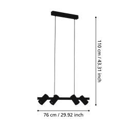 Lampadari Cucina-Eglo gatuela lampadario per cucina con faretti orientabili nero