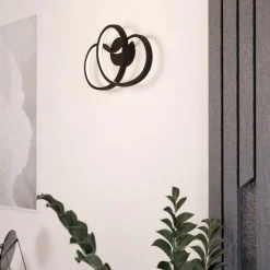 Applique Da Parete-Eglo giannella applique da parete nera led 12w 3000k design moderna