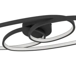 Plafoniere Moderne-Eglo giannella plafoniera per soggiorno nera led 36w 3000k design moderna