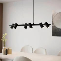 Lampadari Moderni-Eglo gutuela lampadario moderno luci orientabili nero per soggiorno