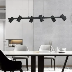 Lampadari Moderni-Eglo gutuela lampadario moderno luci orientabili nero per soggiorno