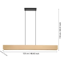 Lampadari Cucina-Eglo lampadario a barra per cucina in legno led rgb 2700k a 6500k controllo remoto app