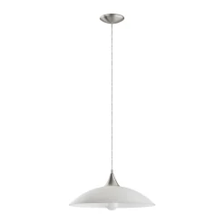 Lampadari Cucina-Eglo lazolo lampadario per cucina piatto in vetro bianco