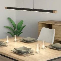 Lampadari Moderni-Eglo lisciana lampadario effetto legno led 22w 3000k per tavolo sala da pranzo
