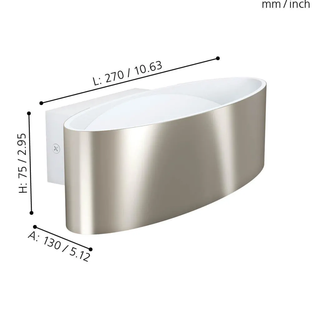 Applique Da Parete-Eglo maccacari applique led 10w 3000k ovale design moderna nickel
