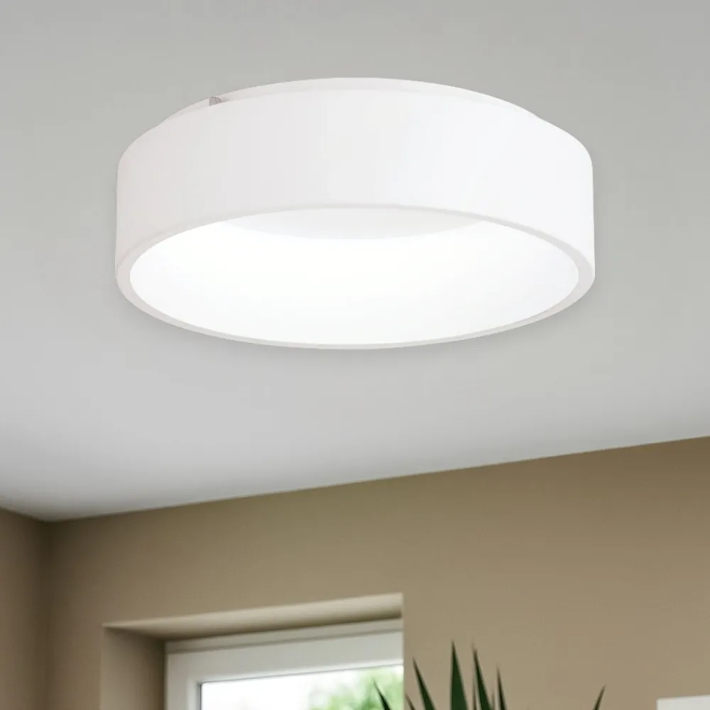 Plafoniere Moderne-Eglo marghera plafoniera cucina 45cm 25w 3000k dimmerabile bianco moderna rotonda