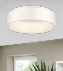 Plafoniere Moderne-Eglo marghera plafoniera cucina 45cm 25w 3000k dimmerabile bianco moderna rotonda
